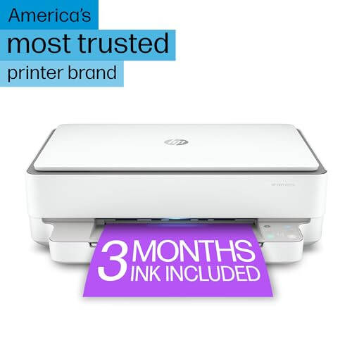 HP ENVY 6055e Wireless Color Inkjet Printer, Print, scan, copy, Easy setup, Mobile printing, Best-for-home, 3 months of Instant Ink included, white - 3