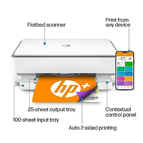 HP ENVY 6055e Wireless Color Inkjet Printer, Print, scan, copy, Easy setup, Mobile printing, Best-for-home, 3 months of Instant Ink included, white - 4