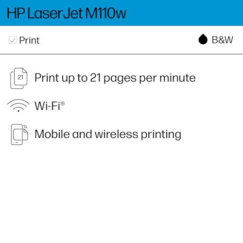 HP LaserJet M110w Simsiz Printer, Chop etish, Tez tezliklar, Oson sozlashtirish, Mobil chop etish, Kichik jamoalar uchun eng yaxshi - 2