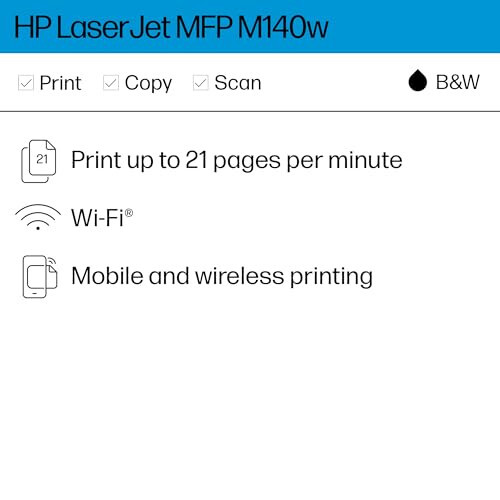 HP LaserJet MFP M140w Simsiz Printer, Chop etish, skanerlash, nusxa ko'chirish, Tez tezlik, Oson sozlash, Mobil chop etish, Kichik jamoalar uchun eng yaxshi - 2