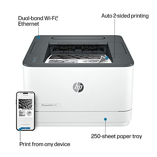 HP LaserJet Pro 3001dw Беспроводной черно-белый принтер, Лучший для офиса (3G65OF) - 4