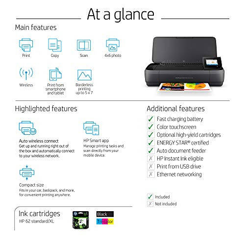 HP OfficeJet 250 All-in-One Портативный принтер с беспроводной и мобильной печатью, работает с Alexa (CZ992A) Черный - 8