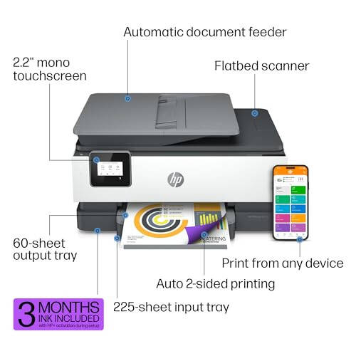 HP OfficeJet 8015e Simsiz Rangli Ko'p Funktsiyali Printer, 6 oy Instant Ink kiritilgan - 3