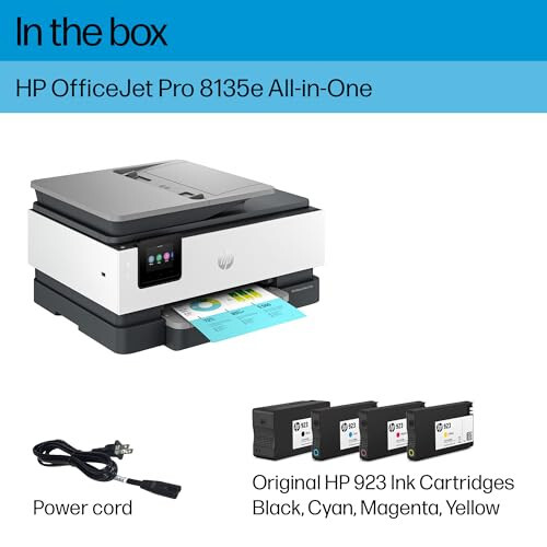 HP OfficeJet Pro 8135e Simsiz Ko'p Funktsiyali Rangli Siyohli Printer, Chop etish, Skanslash, Nusxa Ko'chirish, Faks, ADF, Ikki Tomonlama Chop etish, Uy Ofisi Uchun Eng Yaxshi, 3 Oylik Siyohli Maslahatlar (40Q35A) - 7