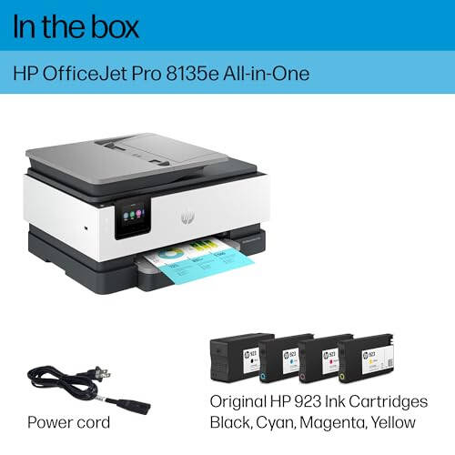 HP OfficeJet Pro 8135e Simsiz Ko'p Funktsiyali Rangli Siyohli Printer, Chop etish, Skanslash, Nusxa Ko'chirish, Faks, ADF, Ikki Tomonlama Chop etish, Uy Ofisi Uchun Eng Yaxshi, 3 Oylik Siyohli Maslahatlar (40Q35A) - 6