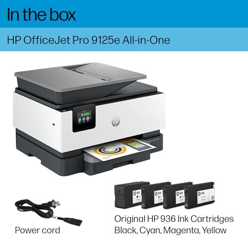 HP OfficeJet Pro 9125e All-in-One Printer, Color, Printer-for-Small Medium Business, Print, Copy, scan, fax,Touchscreen; Smart Advance Scan, 3 months of Instant Ink included - 6