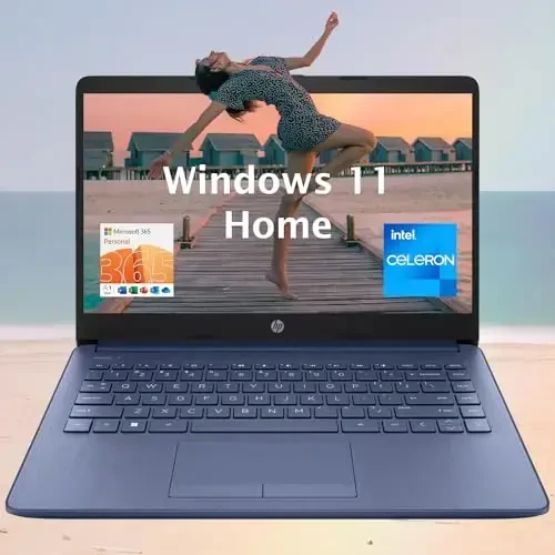 HP Portable Laptop (Include 1 Year Microsoft 365), 14’’ HD Display, 8GB RAM, 64GB eMMC, Intel Quad-Core N4120, Student and Business, Webcam, HDMI, Wi-Fi, RJ-45, Windows 11 Home, Grayish Blue 