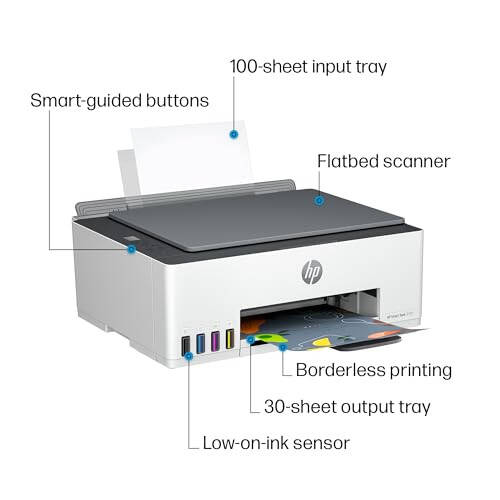 HP Smart Tank 5101 Беспроводной многофункциональный струйный принтер с резервуаром для чернил, 2 года чернил в комплекте, Печать, сканирование, копирование, Оптимально для дома, Заправляемый резервуар для чернил (1F3Y0A) - 4