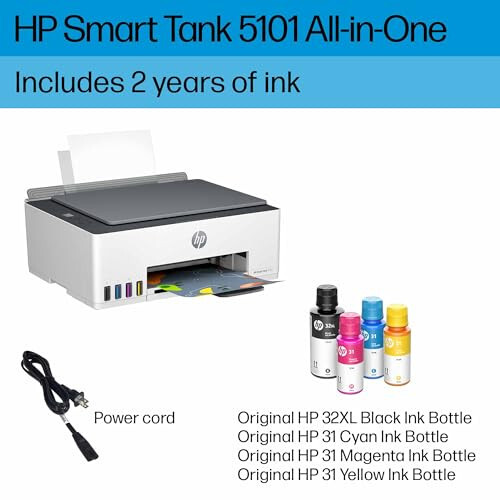 HP Smart Tank 5101 Simsiz Hammasi Bir Yerdagi Mựcli Tankli Printer, 2 yil davomida siyohda o'z ichiga oladi, Chop etish, skanerlash, nusxa ko'chirish, Uy uchun eng mos, Qayta to'ldiriladigan siyohli tank (1F3Y0A) - 6