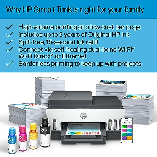 HP Smart Tank 7301 Simsiz Hammasi Bitta Kartrijsiz siyohli Printer, 2 yilgacha siyoh kiradi, mobil chop etish, skanerlash, nusxa ko'chirish, avtomatik hujjatlarni o'z-o'zidan berish (28B70A), Kulrang - 4