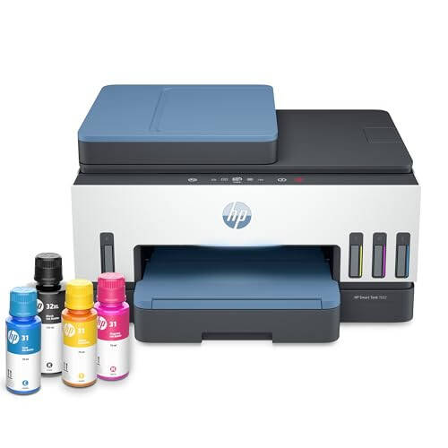 HP Smart Tank 7602 Simsiz Ko'p Funktsiyali Mực Tankli Printer, 2 yilga mo'ljallangan siyoh bilan, Chop etish, skanerlash, nusxa ko'chirish, faks, Uy uchun eng yaxshi, Qayta to'ldiriladigan siyoh tanki (28B98A) - 1