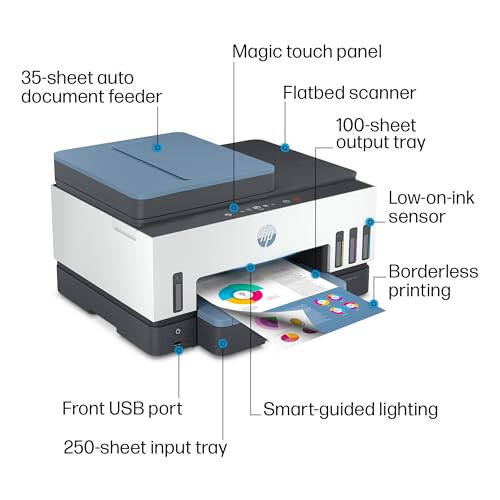 HP Smart Tank 7602 Simsiz Ko'p Funktsiyali Mực Tankli Printer, 2 yilga mo'ljallangan siyoh bilan, Chop etish, skanerlash, nusxa ko'chirish, faks, Uy uchun eng yaxshi, Qayta to'ldiriladigan siyoh tanki (28B98A) - 4