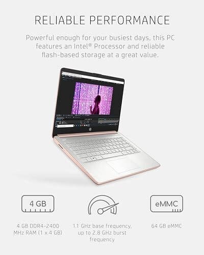 HP Stream 14 dyuymli Talaba va Biznes uchun Noutbuk - Intel To'rt Yadroli Protsessor, 4GB RAM, 320GB Xotira (64GB eMMC + 256GB Karta), 1 Yillik Office 365, Veb-kamera, 11 soat Uzoq Batareya Umri, Wi-Fi, Win11 H in S - 5