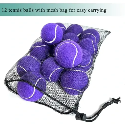 HPWFHPLF Tennis Balls, 12 Pack Advanced Training & Practice Tennis Balls for Beginners, Pet Dogs Playing Balls, Includes Mesh Carry Bag - 5