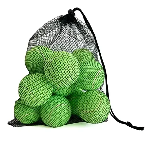 HPWFHPLF Tennis Balls, 12 Pack Advanced Training & Practice Tennis Balls for Beginners, Pet Dogs Playing Balls, Includes Mesh Carry Bag - HPWFHPLF