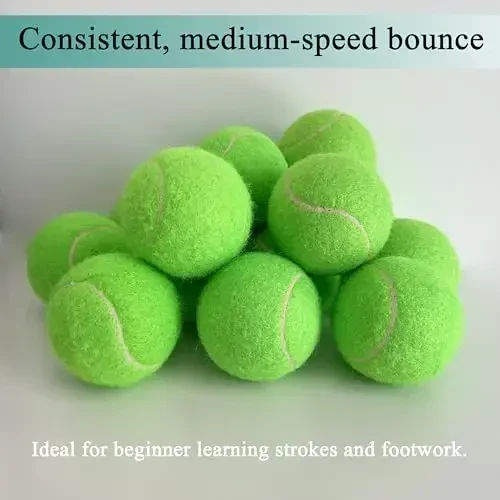HPWFHPLF Tennis Balls, 12 Pack Advanced Training & Practice Tennis Balls for Beginners, Pet Dogs Playing Balls, Includes Mesh Carry Bag - 4