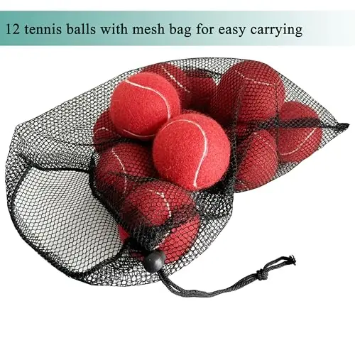 HPWFHPLF Tennis Balls, 12 Pack Advanced Training & Practice Tennis Balls for Beginners, Pet Dogs Playing Balls, Includes Mesh Carry Bag - 4