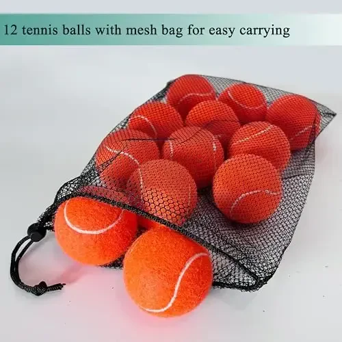 HPWFHPLF Tennis Balls, 12 Pack Advanced Training & Practice Tennis Balls for Beginners, Pet Dogs Playing Balls, Includes Mesh Carry Bag - 5