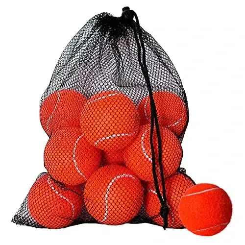HPWFHPLF Tennis Balls, 12 Pack Advanced Training & Practice Tennis Balls for Beginners, Pet Dogs Playing Balls, Includes Mesh Carry Bag - HPWFHPLF