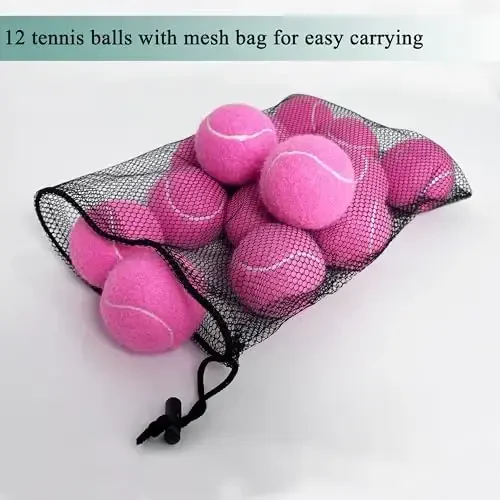 HPWFHPLF Tennis Balls, 12 Pack Advanced Training & Practice Tennis Balls for Beginners, Pet Dogs Playing Balls, Includes Mesh Carry Bag - 5