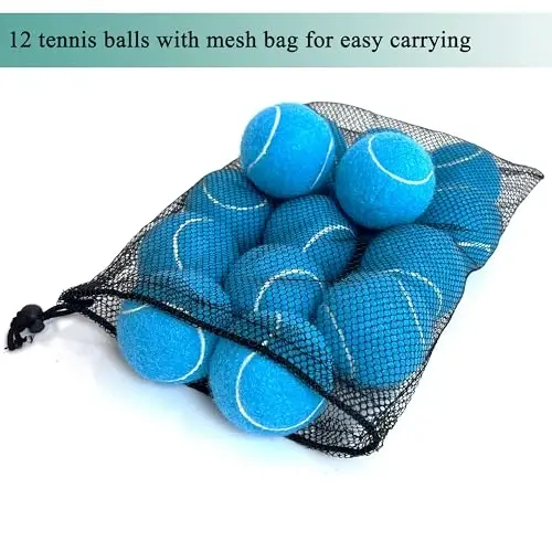 HPWFHPLF Tennis Balls, 12 Pack Advanced Training & Practice Tennis Balls for Beginners, Pet Dogs Playing Balls, Includes Mesh Carry Bag - 5