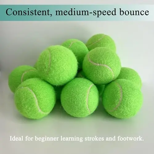HPWFHPLF Tennis Balls, 12 Pack Advanced Training & Practice Tennis Balls for Beginners, Pet Dogs Playing Balls, Includes Mesh Carry Bag - 4