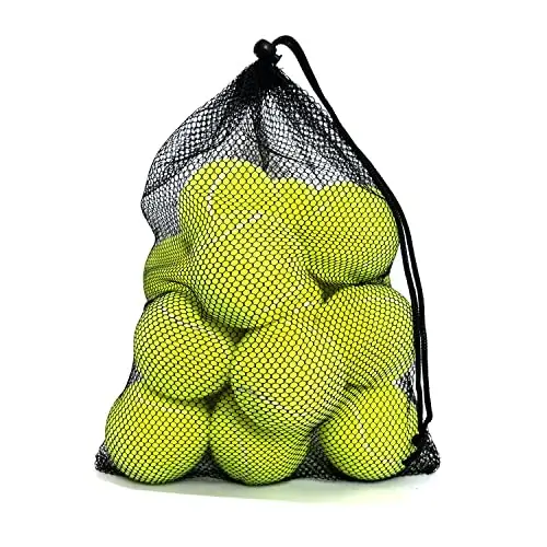 HPWFHPLF Tennis Balls, 12 Packs Practice Tennis Balls for Beginner, Training Playing Tennis Balls for Dogs, Come with Mesh Carry Bag - HPWFHPLF