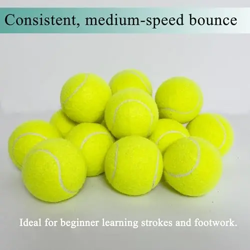 HPWFHPLF Tennis Balls, 12 Packs Practice Tennis Balls for Beginner, Training Playing Tennis Balls for Dogs, Come with Mesh Carry Bag - 4
