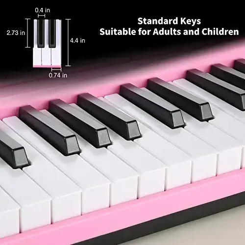 Hricane Keyboard Piano Boshlang'ich Kattalar O'smirlar Bolalar uchun Yoritilgan Tugmalar, 61 Tugmali Elektron Musiqa Klaviatura USB yoki Batareya bilan Quvvatlangan LCD Displey Mikrofon Quloqchin Ulagichi bilan O'qitish Rejimlari - 6