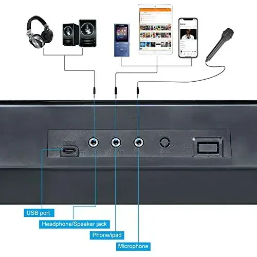 Hricane Keyboard Piano Boshlovchi Kattalar O'smirlar Bolalar uchun yoritilgan klavishlar, 61 Klavişli Elektron Musiqa Klaviatura USB yoki Batareya bilan LCD Displey Mikrofon Eshitish Ulagichi bilan ta'minlangan O'qitish Rejimlar - 2