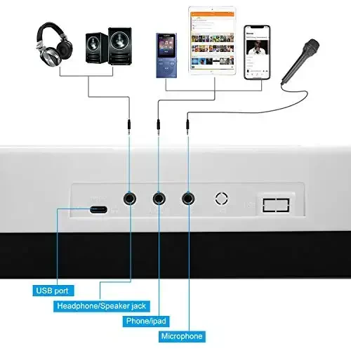 Hricane Klaviatura Pianino Yoritilgan Kalitlar Boshlovchi Kattalar O'smirlar Bolalar uchun, 61 Kalit Elektron Musiqa Klaviatura USB yoki Batareya bilan quvvatlangan LCD Displey Mikrofon Eshitish Vonasi bilan - 2