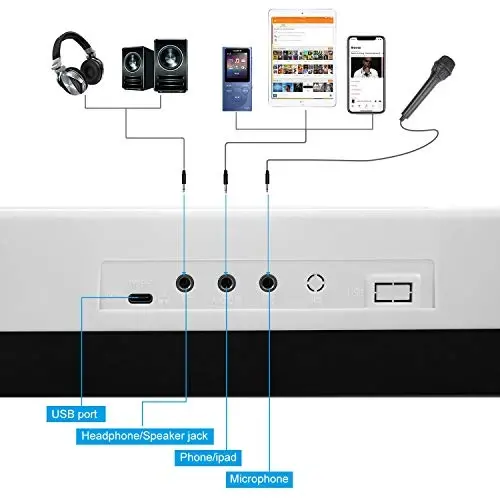 Hricane Klaviatura Pianino Yoritilgan Kalitlar Boshlovchi Kattalar O'smirlar Bolalar uchun, 61 Kalit Elektron Musiqa Klaviatura USB yoki Batareya bilan quvvatlangan LCD Displey Mikrofon Eshitish Vonasi bilan - HRICANE (1)