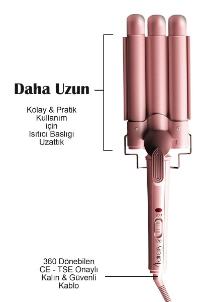 HRS-190 To'lqin va suv to'lqinli soch kıvırtıcısi 25 mm - 5