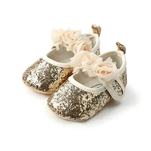 HsdsBebe 2pcs/Set Newborn Baby Girl Princess Mary Jane Shoes Toddler Infant Wedding Dress Flat Shoes with Free Headband 