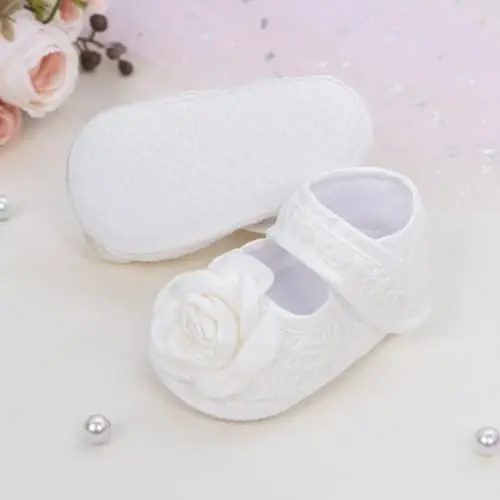 HsdsBebe 2pcs/Set Newborn Baby Girl Princess Mary Jane Shoes Toddler Infant Wedding Dress Flat Shoes with Free Headband - 3