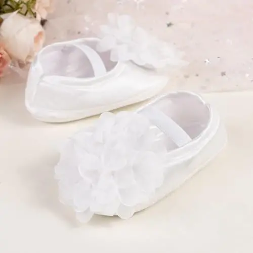 HsdsBebe 2pcs/Set Newborn Baby Girl Princess Mary Jane Shoes Toddler Infant Wedding Dress Flat Shoes with Free Headband - 4