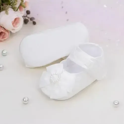 HsdsBebe 2pcs/Set Newborn Baby Girl Princess Mary Jane Shoes Toddler Infant Wedding Dress Flat Shoes with Free Headband - 3