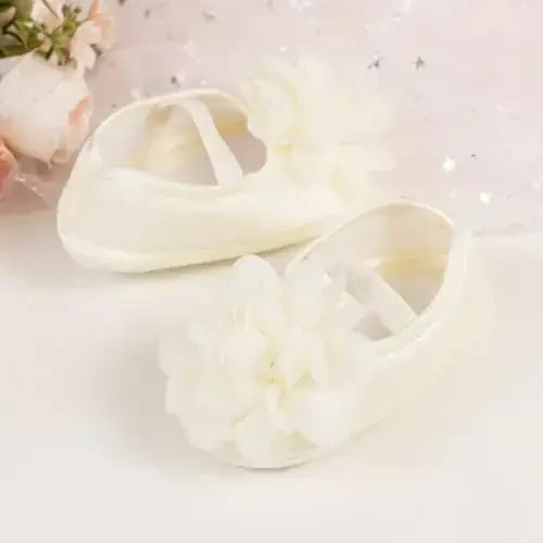 HsdsBebe 2pcs/Set Newborn Baby Girl Princess Mary Jane Shoes Toddler Infant Wedding Dress Flat Shoes with Free Headband - 4