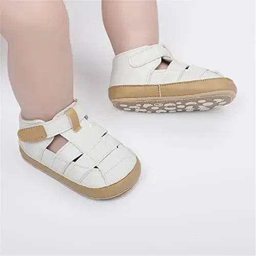 HsdsBebe Baby Boys Girls Pu Leather Hard Bottom Walking Sneakers Toddler Rubber Sole First Walkers Infant Cartoon Slippers Crib Shoes - 2