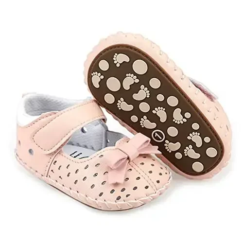 HsdsBebe Baby Boys Girls Pu Leather Hard Bottom Walking Sneakers Toddler Rubber Sole First Walkers Infant Cartoon Slippers Crib Shoes - 1