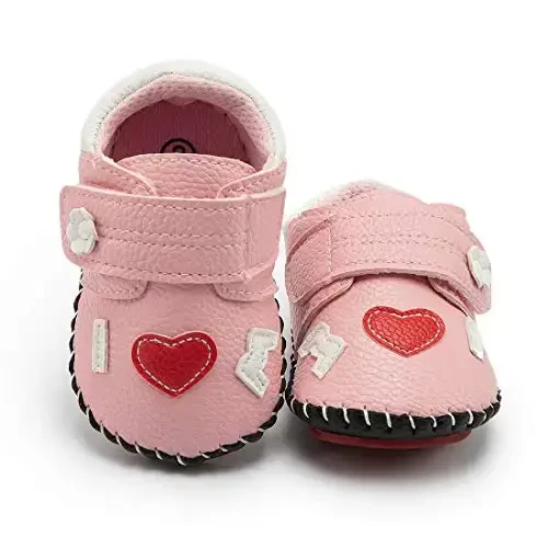HsdsBebe Baby Boys Girls Pu Leather Hard Bottom Walking Sneakers Toddler Rubber Sole First Walkers Infant Cartoon Slippers Crib Shoes - HSDSBEBE