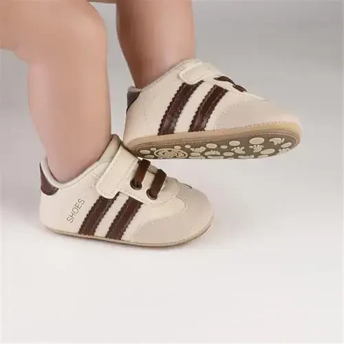 HsdsBebe Baby Boys Girls Pu Leather Hard Bottom Walking Sneakers Toddler Rubber Sole First Walkers Infant Cartoon Slippers Crib Shoes - 2