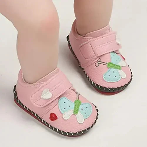 HsdsBebe Baby Boys Girls Pu Leather Hard Bottom Walking Sneakers Toddler Rubber Sole First Walkers Infant Cartoon Slippers Crib Shoes - 5