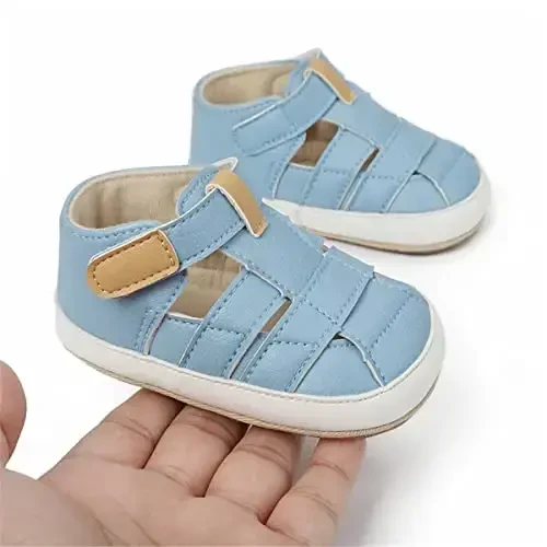 HsdsBebe Baby Boys Girls Pu Leather Hard Bottom Walking Sneakers Toddler Rubber Sole First Walkers Infant Cartoon Slippers Crib Shoes - 4