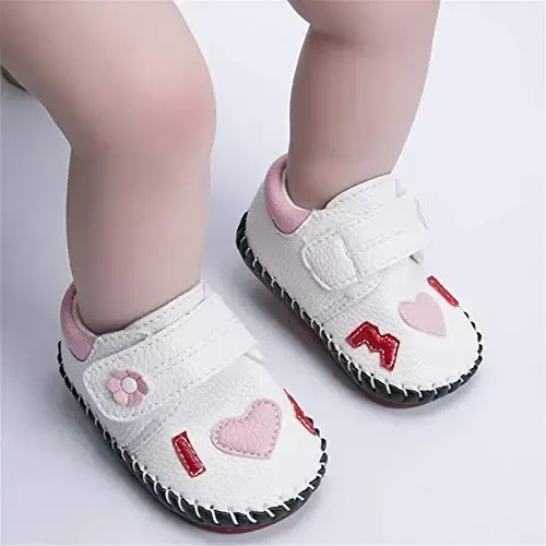 HsdsBebe Baby Boys Girls Pu Leather Hard Bottom Walking Sneakers Toddler Rubber Sole First Walkers Infant Cartoon Slippers Crib Shoes - 5