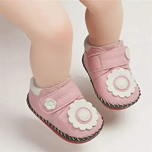 HsdsBebe Baby Boys Girls Pu Leather Hard Bottom Walking Sneakers Toddler Rubber Sole First Walkers Infant Cartoon Slippers Crib Shoes - 4