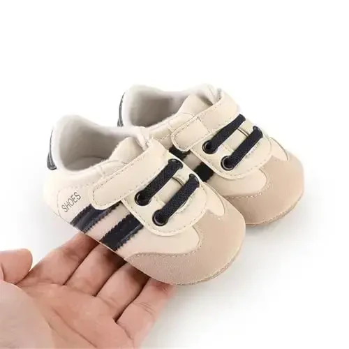 HsdsBebe Baby Boys Girls Pu Leather Hard Bottom Walking Sneakers Toddler Rubber Sole First Walkers Infant Cartoon Slippers Crib Shoes - 5
