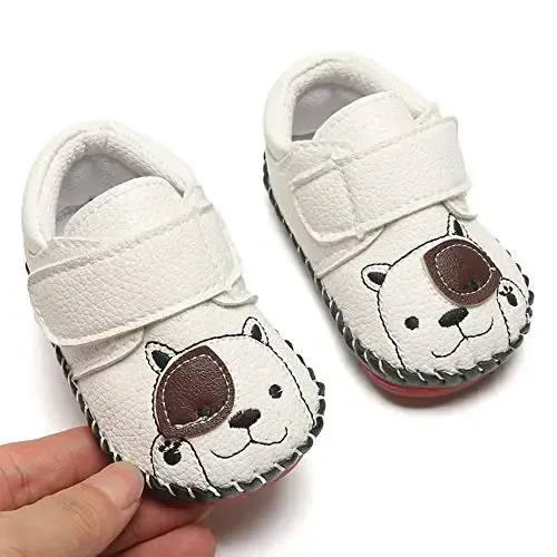 HsdsBebe Baby Boys Girls Pu Leather Hard Bottom Walking Sneakers Toddler Rubber Sole First Walkers Infant Cartoon Slippers Crib Shoes - 4