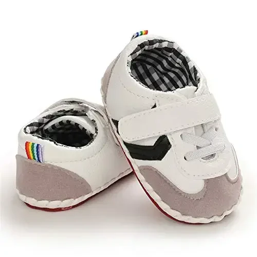 HsdsBebe Baby Boys Girls Pu Leather Hard Bottom Walking Sneakers Toddler Rubber Sole First Walkers Infant Cartoon Slippers Crib Shoes - 4