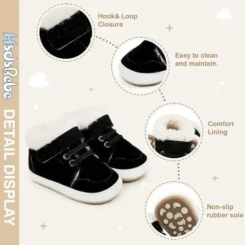 HsdsBebe Baby Boys Girls Pu Leather Hard Bottom Walking Sneakers Toddler Rubber Sole First Walkers Infant Cartoon Slippers Crib Shoes - 5
